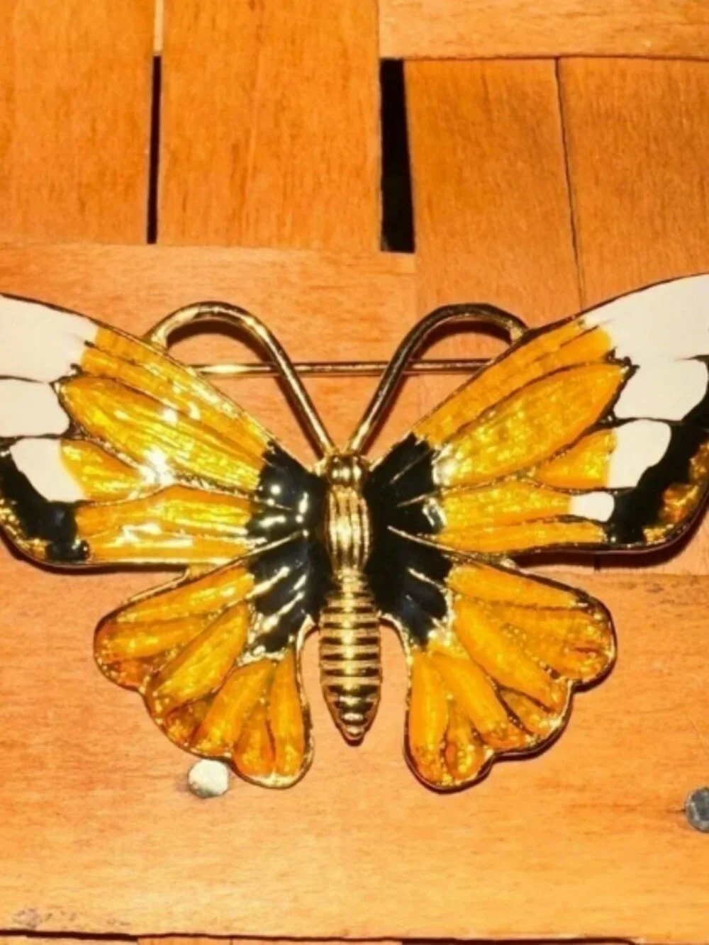 Vintage Enamel Monarch Butterfly pin